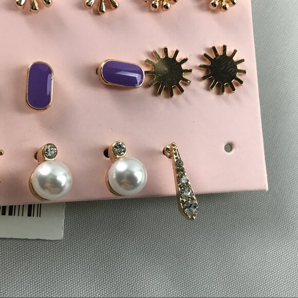 Oh Hello, Nickel Free, 8 Pair set of Earrings and 2 Golden Tone Headband Bundle - Picture 8 of 10